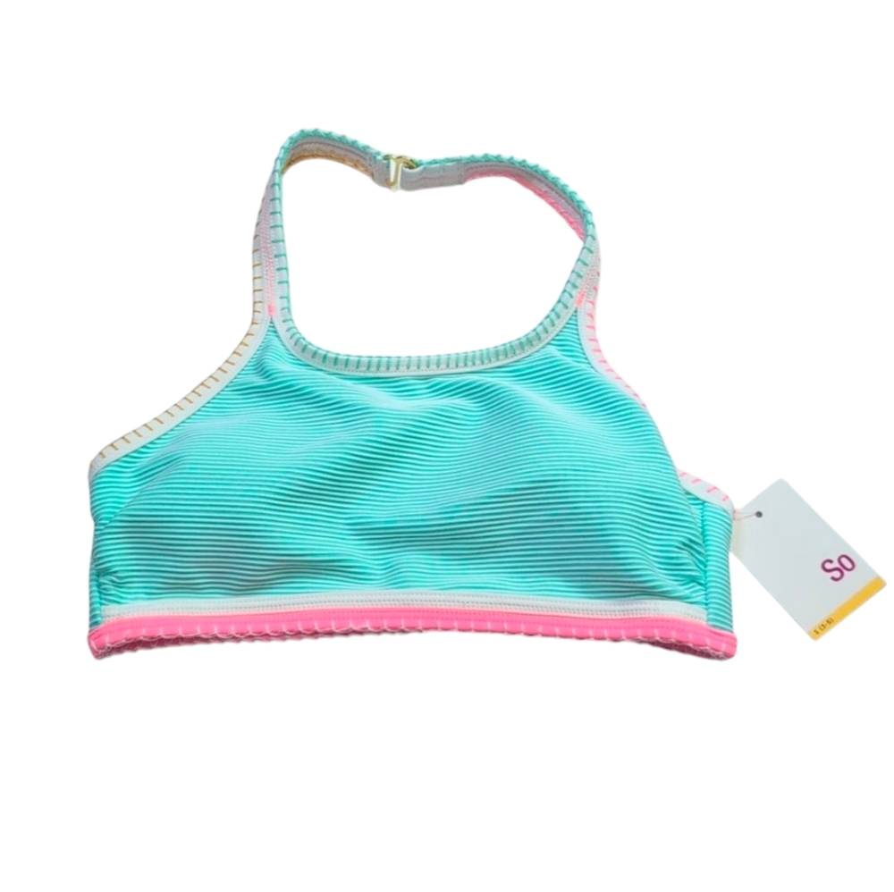 SO Mint and Pink Halter Bikini Top Juniors Size Small